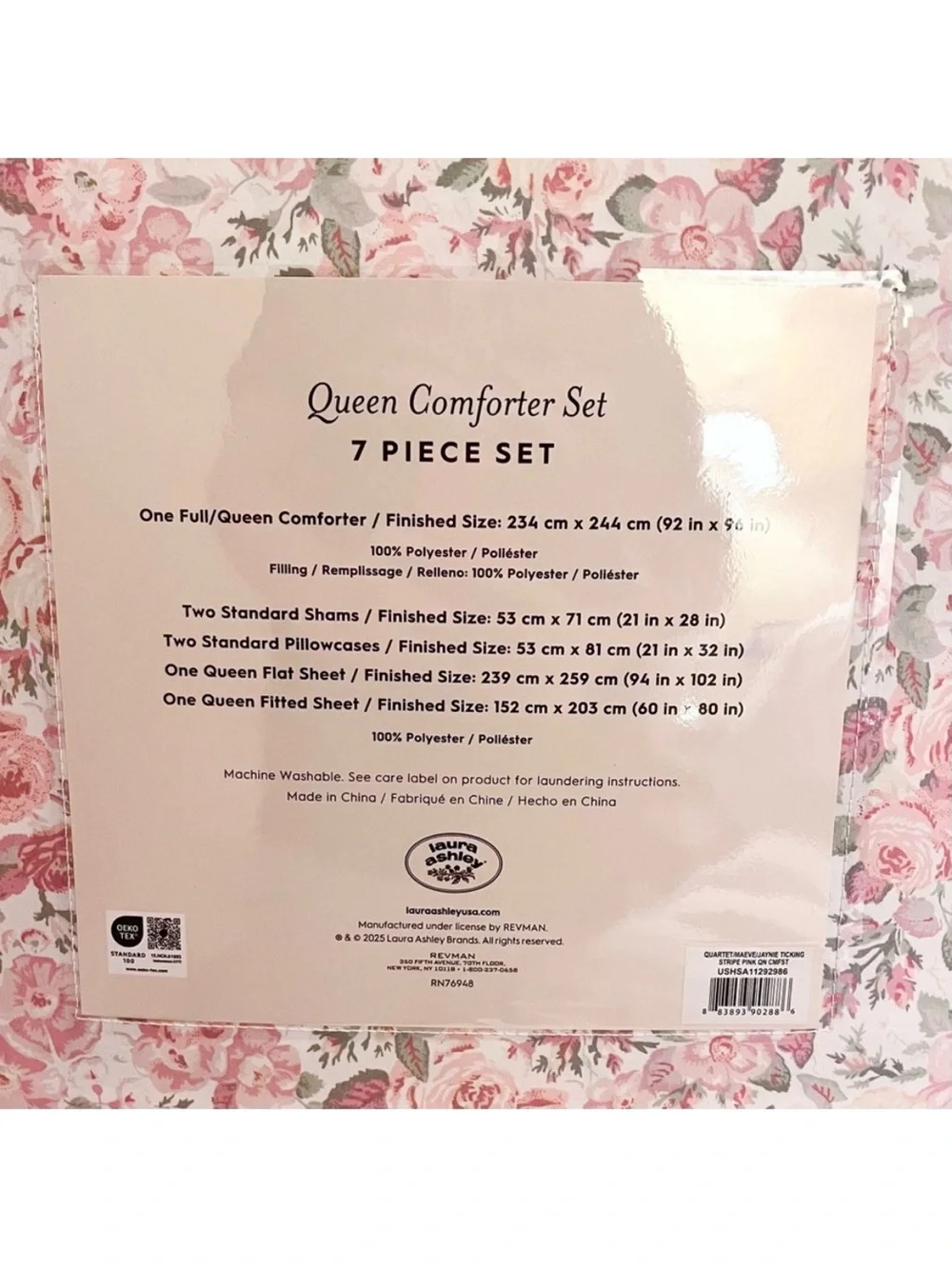 🆕 - Laura Ashley Charming 7pc Queen Comforter Set in Pink Floral. Beautiful